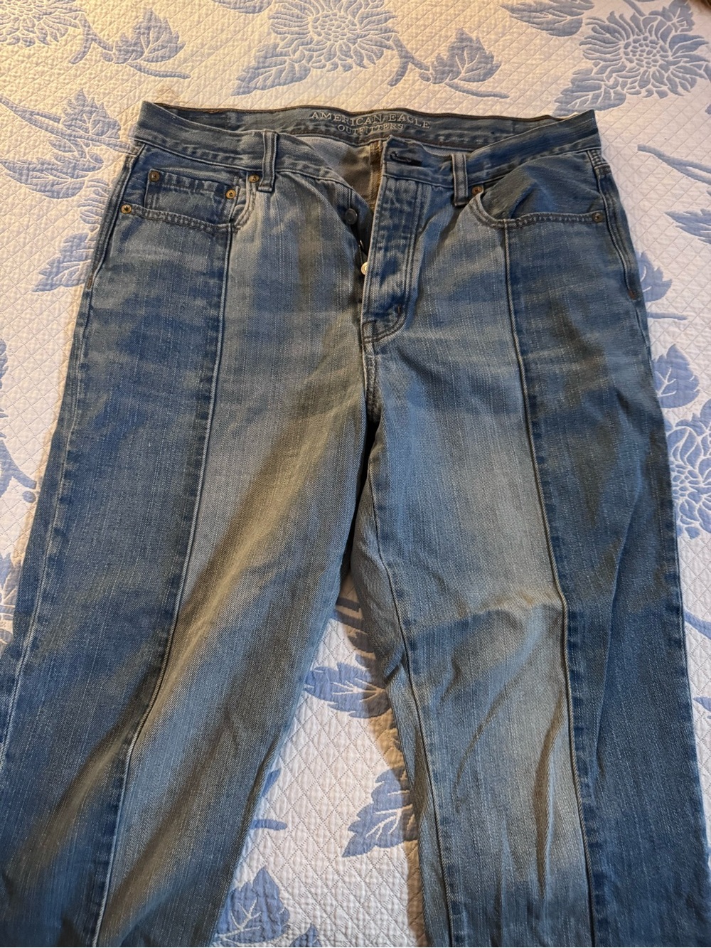 American Eagle Outfitters Two-Tone Blue Ankle Jeans